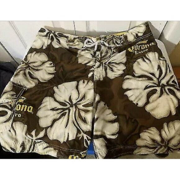 Corona Extra Bottle Label Men's‎ Sz 34 Board Shorts pockets Multicolored - Picture 4 of 7
